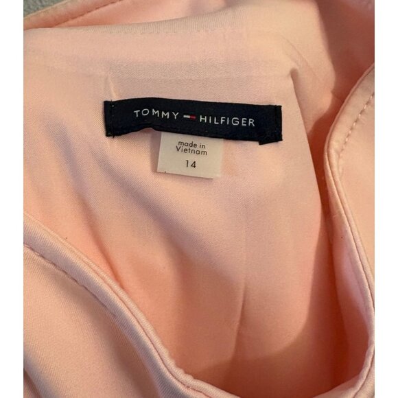 Tommy Hilfiger Sleeveless Pink Scuba Sheath Dress Size 14 Full Zip Pockets - Picture 5 of 7